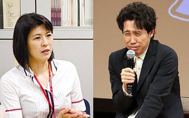 大泉洋（右）在《紅白歌唱大賽》上的一番言論引起網友批評，左為大泉洋妻子中島久美子。（翻攝自skyscraper-oasis.com）  