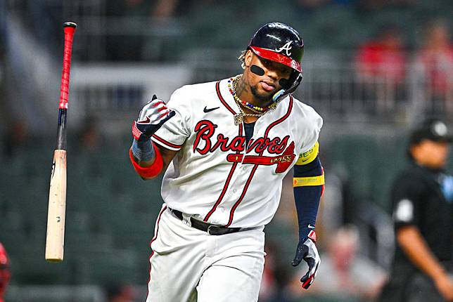 Ronald Acuna Jr.右膝痠痛。（達志影像資料照）