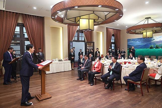 賴總統10日午宴「中華民國國慶日本國會議員祝賀團」。(圖：總統府)