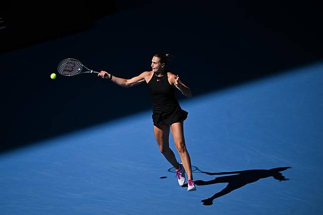 Aryna Sabalenka returns the ball during the women's singles round of 16 match against Madison Keys of the United States at the 2024 China Open tennis tournament in Beijing, capital of China, Oct. 2, 2024. (Xinhua/Zhang Long)