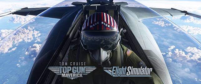 《微軟模擬飛行》推出與《捍衛戰士：獨行俠》合作的 DLC ，讓玩家化身捍衛小隊成員，親自體驗駕駛 F/A-18E 大黃蜂戰鬥機的感受。(圖／官方提供)