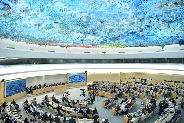 This photo taken on July 4, 2024 shows a view of the 56th session of the United Nations (UN) Human Rights Council in Geneva, Switzerland. (Xinhua/Lian Yi)