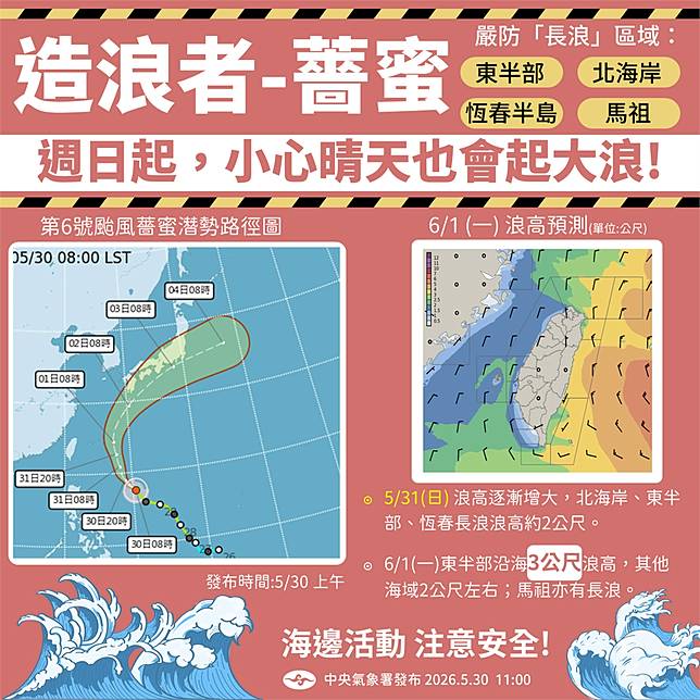 快新聞／「薔蜜」增強為中度颱風！明最接近台灣「北部迎雨勢」
