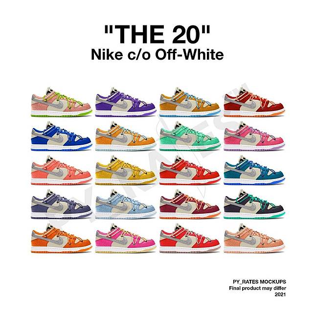 Off-White x Nike Dunk Low The 20 眾配色及實物首曝光！Virgil現身