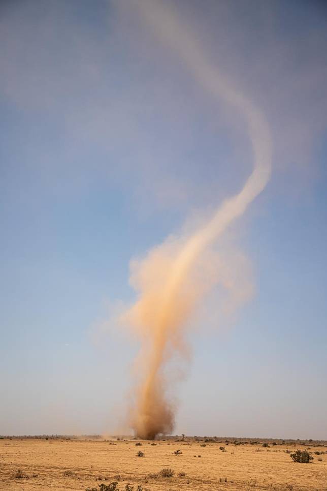 A whirlwind rises to the sky in a dry area in Somali Region, Ethiopia, June 11, 2023. (Xinhua/Michael Tewelde)