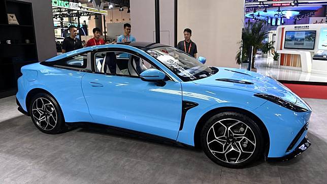 An electric car is on display at the 21st China-ASEAN Expo in Nanning, south China's Guangxi Zhuang Autonomous Region, Sept. 26, 2024. (Xinhua/Zhang Ailin)