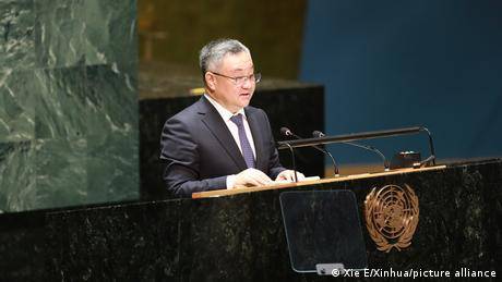 圖為傅聰2022年8月在聯合國發表演說（資料照）