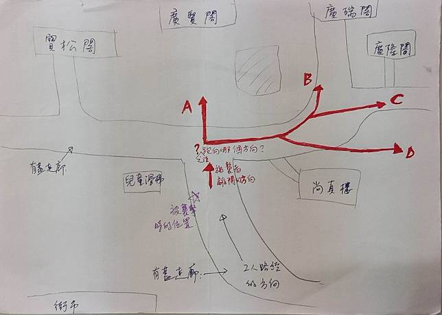 家人繪畫兇徒逃走的可能路線圖。