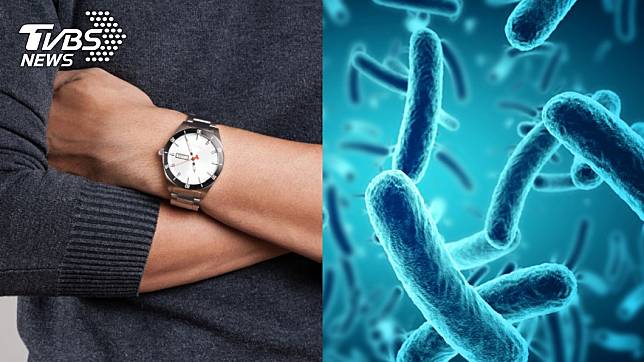 手錶錶帶的細菌含量平均式是馬桶座的3.1倍。示意圖／TVBS