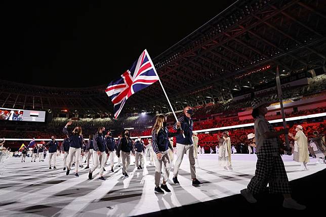 Olympic delegation of Great Britain parade into the Olympic Stadium during the opening ceremony of Tokyo 2020 Olympic Games in Tokyo, Japan, July 23, 2021. (Xinhua/Li Ming)