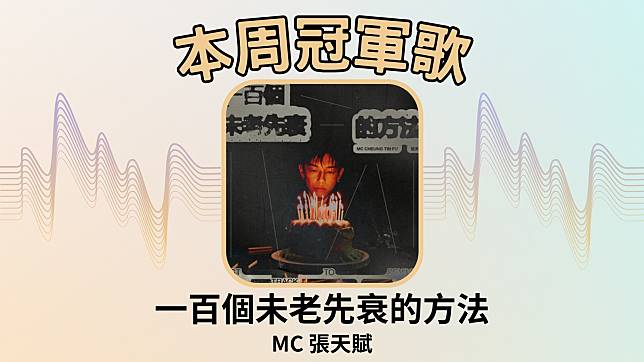 【LINE TODAY本地歌曲榜】本周由MC張天賦的〈一百個未老先衰的方法〉奪冠。