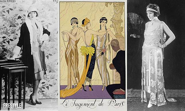 Louise Brooks by Bain News Service, Public domain, via Wikimedia Commons; George Barbier, Public domain, via Wikimedia Commons & Norma Talmadge by Bain News Service; cropped by Beyond My Ken (talk) 07:14, 4 October 2010 (UTC), Public domain, via Wikimedia Commons