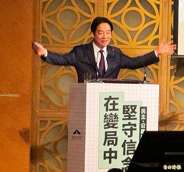 總統賴清德晚間在桃園進行「團結國家十講」第二講演說。(記者李容萍攝)