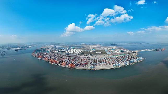 An aerial drone photo taken on Oct. 22, 2024 shows the Qinzhou Port in Qinzhou, south China's Guangxi Zhuang Autonomous Region. (Xinhua/Zhang Ailin)