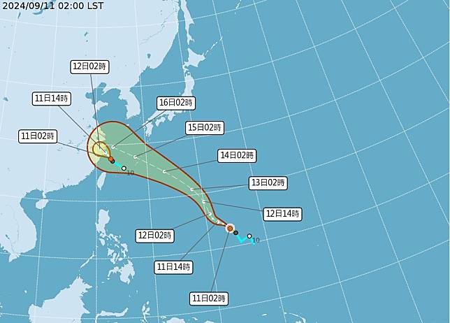 13號輕度颱風貝碧佳，清晨2時距離鵝鑾鼻東南東方2650公里，預計未來朝西北方向前進，於週末接近琉球群島附近。（圖：氣象署網站）