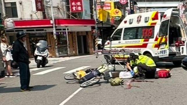 台大醫院一名志工騎車突然倒地，頭部遭後車輾壓，經送醫依然不治。民眾提供