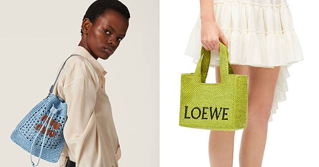 2024春夏「精品草編包」首推這6款！Miu Miu 天藍鉤織迷你包、Loewe 草綠手提包...渡假穿搭就缺「它」！