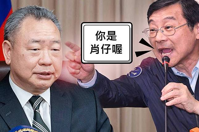 國民黨立委曾銘宗(右)為「中華民國台灣」暴怒，並咆哮外交部常務次長俞大㵢(左)「你是肖仔喔」。(本報合成)