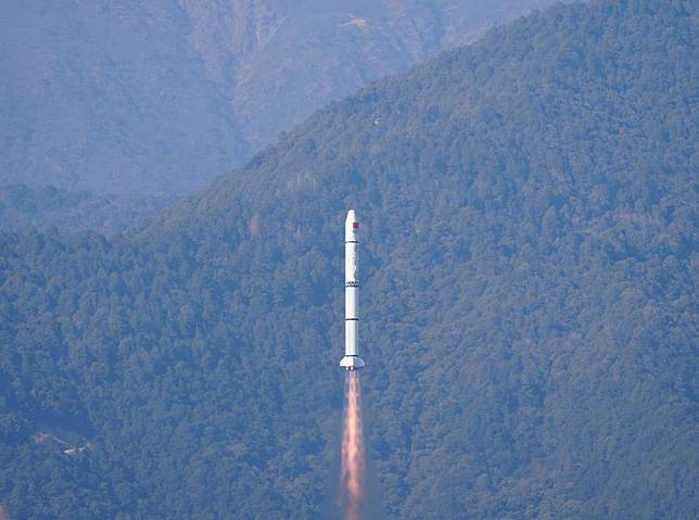 A Long March-2C carrier rocket carrying a new astronomical satellite named Einstein Probe (EP) blasts off from the Xichang Satellite Launch Center in southwest China's Sichuan Province, Jan. 9, 2024. (Photo by Zhang Jing/Xinhua)