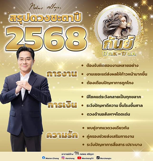 หมอช้าง เปิดราศีดวงการเงินมีโชค 2568 แต่ระวังกลายเป็นทุกขลาภ 