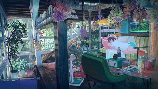 《花綠青綻放之時》是畫家四宮義俊首部編導動畫電影，畫面中處處可見他對繪畫細節的堅持。（華映娛樂提供）