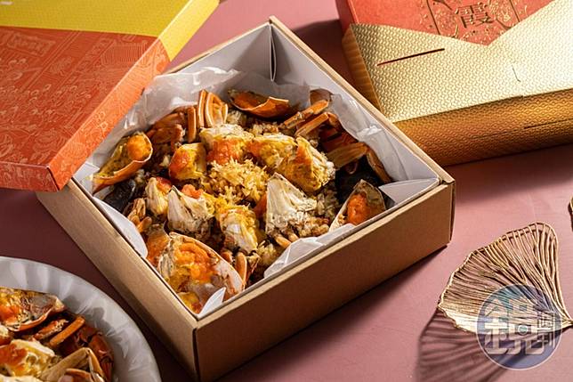 招牌菜「招牌紅蟳米糕」蟹黃飽滿，膏潤鮮甜。資料照片