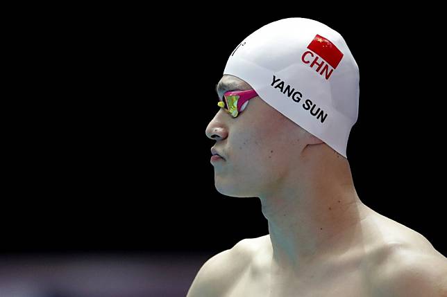 China's Sun Yang prepares to swim during a training session at the 2019 World Swimming Championships in South Korea. Photo: AP