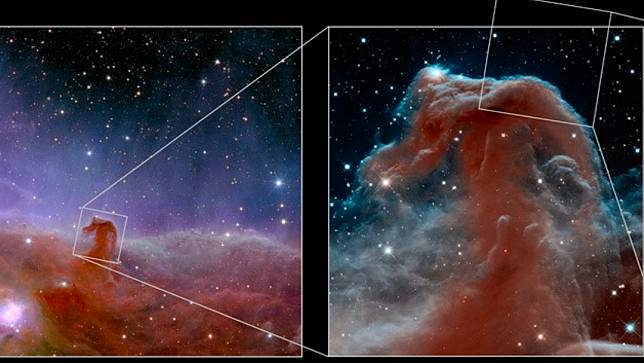 左圖為ESA去年拍攝的馬頭星雲照。右圖為NASA於2013年拍攝照片。美聯社