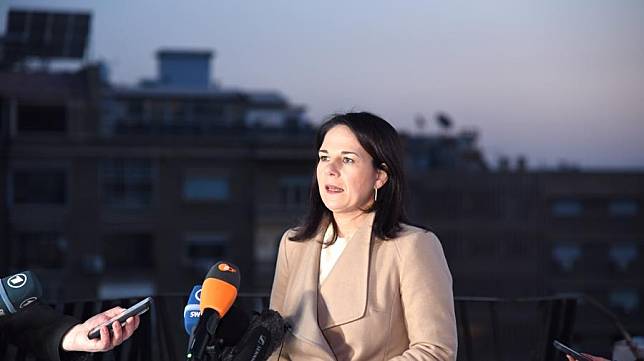 German Foreign Minister Annalena Baerbock speaks at a press conference in Damascus, Syria, on Jan. 3, 2025. Baerbock arrived in Damascus on Friday for high-level talks with Syria's interim administration, led by Ahmed al-Sharaa. (Photo by Monsef Memari/Xinhua)