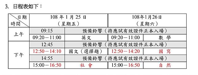 108學測 明起分科報名至11/8止