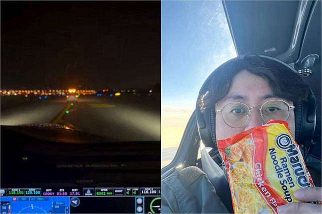 林睿哲親曝降落松山機場第一視角。圖／翻攝自IG@rogerworldflight  Image Caption: