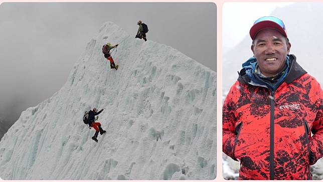 尼泊爾雪巴登山嚮導卡米瑞塔雪巴（右圖，路透社）今天（5/17）第32度登頂聖母峰（左圖，美聯社），打破他自己寫下的31度登頂世界紀錄。