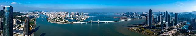 A stitched panoramic photo taken with a drone on Dec. 11, 2024 shows a view of Macao as well as Hengqin and Zhuhai of Guangdong in south China. (Xinhua/Cheong Kam Ka)