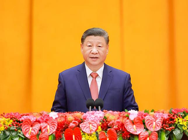 Chinese President Xi Jinping, also general secretary of the Communist Party of China (CPC) Central Committee and chairman of the Central Military Commission, delivers a speech at a high-level reception to ring in the Chinese New Year at the Great Hall of the People in Beijing, capital of China, Jan. 27, 2025. (Xinhua/Wang Ye)