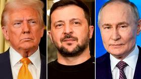 左至右分別是:美國總統川普、烏克蘭總統澤倫斯基、俄羅斯總統普丁。美聯社資料照片