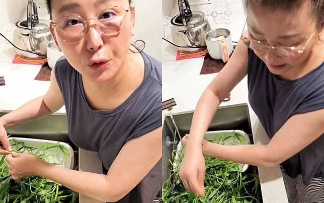 時尚教主變挑蟲工！藍心湄為媽媽「空心菜一根根洗」，網友狂讚：這才是真孝順