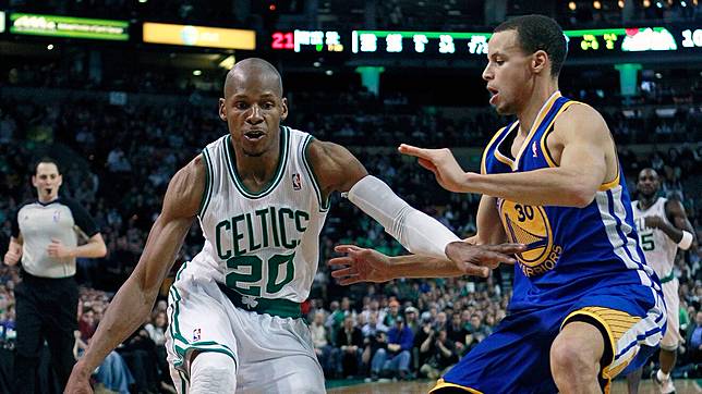 Ray Allen 在退役前曾與 Stephen Curry 對位上。圖片來源：<a href=