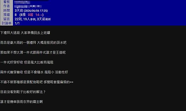 下雨天出門濕身超崩潰！她推「150元擋雨神器」萬人狂讚：小腿以下全乾