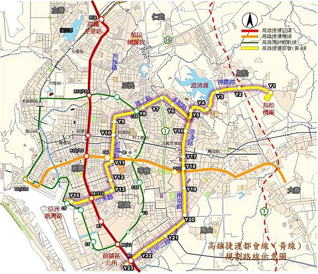 ▲高捷黃線（路線示意圖）。（圖／高市府捷運局提供）