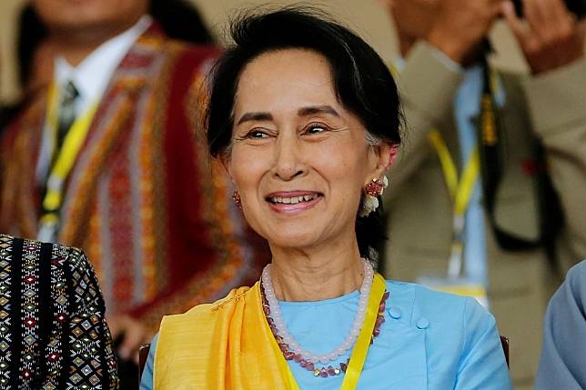 緬甸國務資政翁山蘇姬如今遭軍方軟禁。（湯森路透）