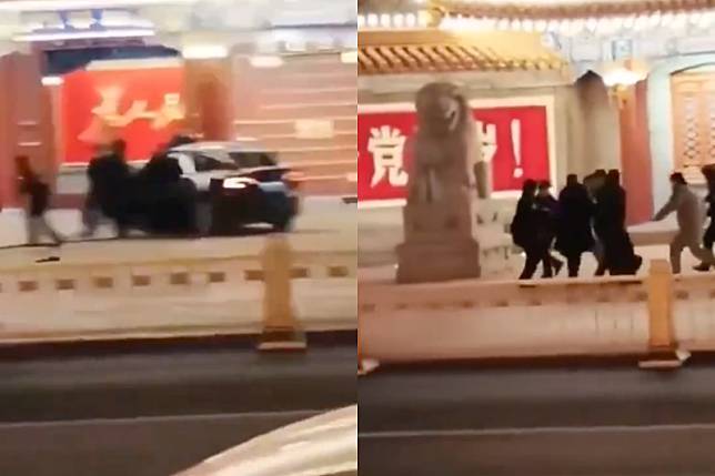 10日，一名男子駕車衝撞北京中南海的影片在網路上瘋傳。（翻攝自@uyunistar X）