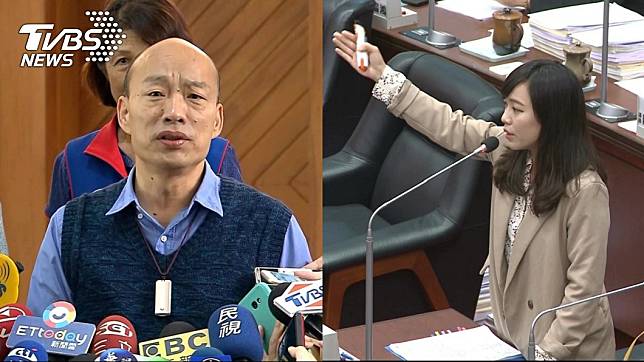 高雄市長韓國瑜(左)、時代力量高雄市議員黃捷(右)。圖／TVBS   