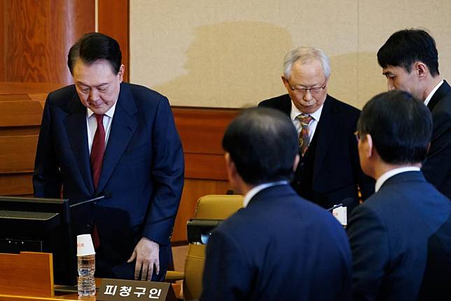 South Korea's arrested President Yoon Suk-yeol attends the fourth hearing of his impeachment trial at the constitutional court in Seoul, South Korea, Jan. 23, 2025. (SeongJoon Cho/Pool via Xinhua)