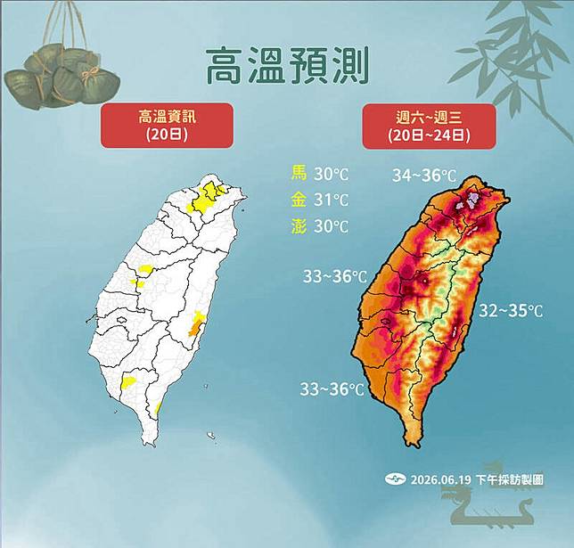 未來氣溫趨勢。(氣象署提供)