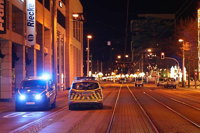 This photo shows a street cordoned off near a Christmas market where a car rammed into a crowd in Magdeburg, Germany, Dec. 21, 2024. (Xinhua/Du Zheyu)