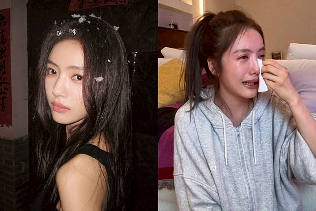 蔡文靜在直播中感性落淚。（圖／翻攝自蔡文靜 微博）
