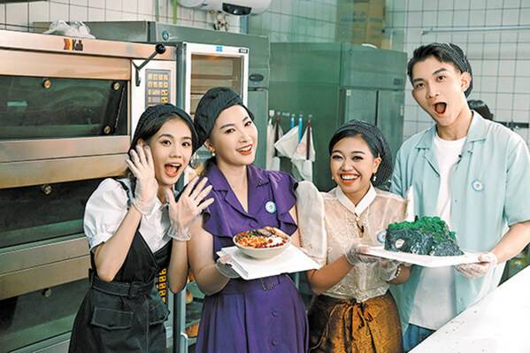 The Guilin team is savoring local Guangxi food, which includes a cake resembling the iconic Elephant Trunk Hill. [Photo provided to China Daily]