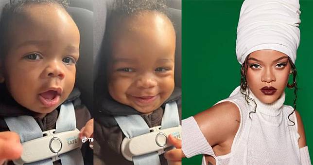 今年5月榮升媽媽的Rihanna（右圖）首次公開兒子樣貌。（視頻截圖/網上圖片）