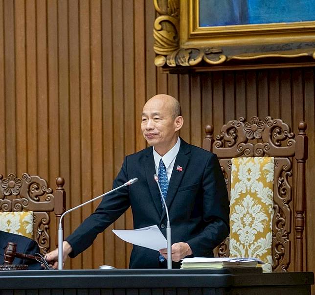 韓國瑜今天以立法院長身分接待美國聯邦眾議員勒斯科訪問團。（圖：臉書）