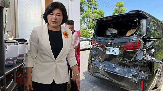 雲林縣長張麗善9日驚傳車禍，公務車遭從後方猛烈撞擊，當時張麗善人在車內。雲林縣政府提供